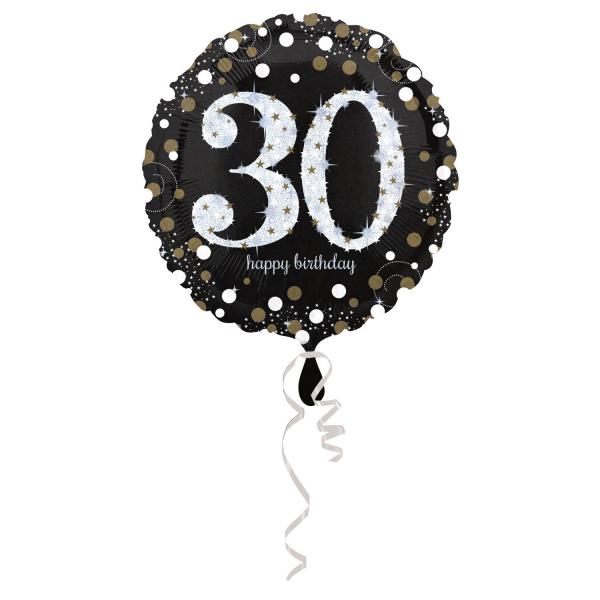 Round aluminum balloon: 30 Happy birthday: 43 cm - 3212901