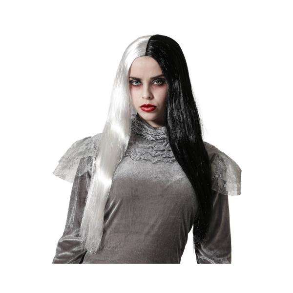 Long Straight Two-tone Black/White Wig 60 cm - Adult - 39824
