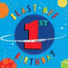 Blast off birthday napkins x16 - 1 year