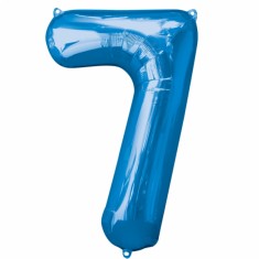 Blue Mylar Balloon Number 7