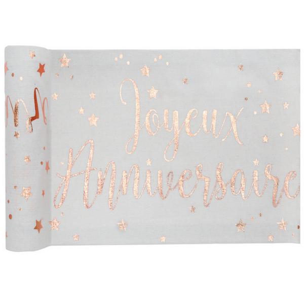 3m cotton table runner - Happy Birthday Rose Gold - 5668-ROSEG