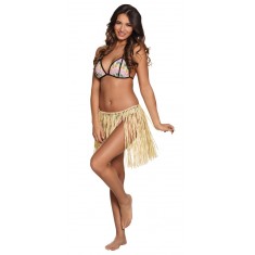 Natural Raffia Hawaiian Skirt - Short