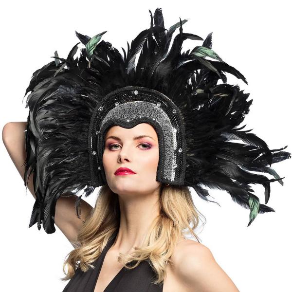 Brazilian Headdress Black Feathers - Adult - 00375