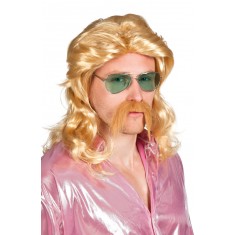 Barry Wig With Mustache - Blonde