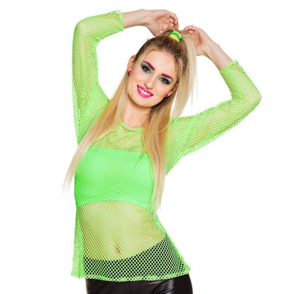 Neon green fishnet shirt - Women - 01934-Parent