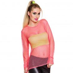 Neon pink fishnet shirt - Women