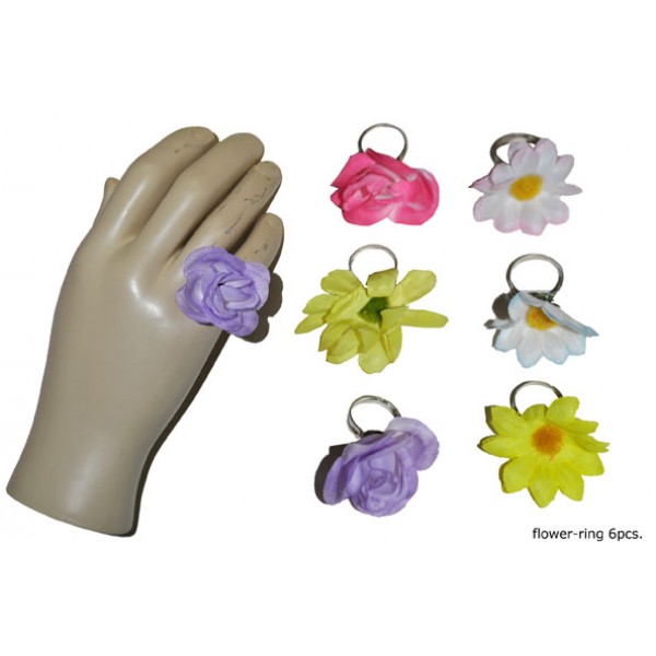 Set Of 6 Flower Rings - 60804-BB