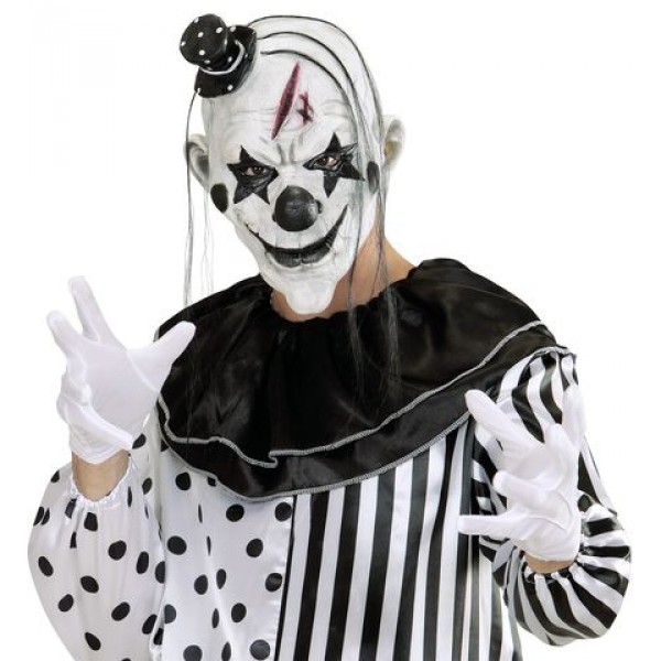 Killer Clown Half Mask - White and Black - 00848