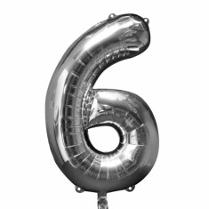 Silver Mylar Balloon Number 6