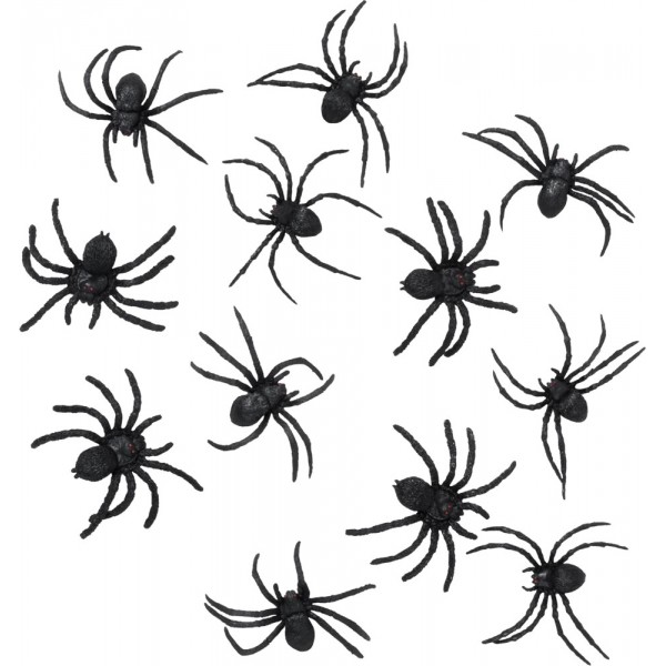 Plastic Spiders x 12 - 74466
