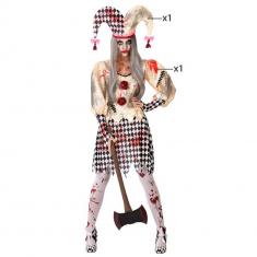 Bloody Harlequin Costume: Beige - Women