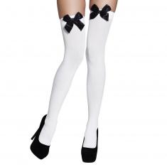 Pair of Bow Stockings - White and black bow