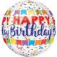 Miniature Round aluminum balloon: Happy Birthday: 38 x 40 cm