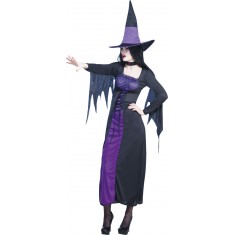 Witch Costume - Black and Purple - Adult