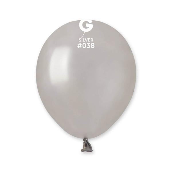 50 Metallic Balloons 13 Cm - Silver - 053807GEM