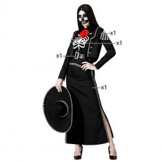 Mexican Skeleton Costume: Black - Women