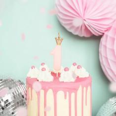 Birthday candle number 1 - 9.5 cm - light pink