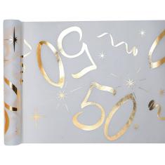 Table runner of the ages metallic gold 50 years