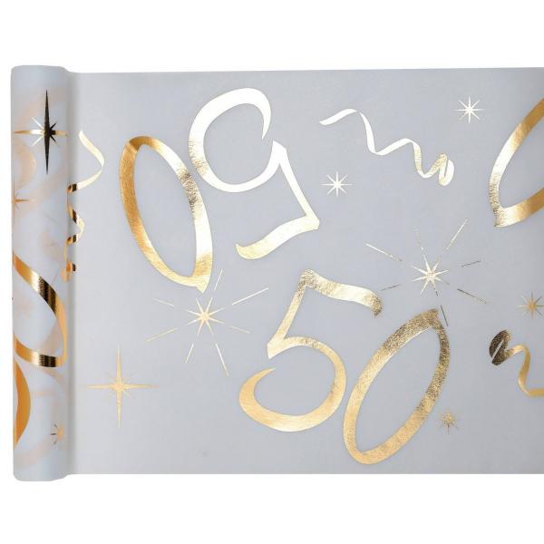 Table runner of the ages metallic gold 50 years - FETE-6158