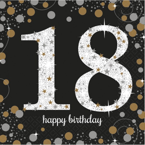 Sparkling Celebrations 18th Birthday Napkins x16 - 9900556