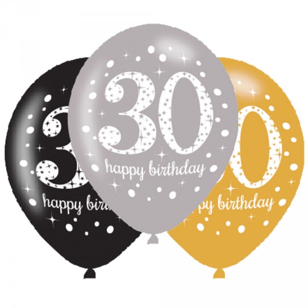 Sparkling Celebrations 30th Birthday Balloons x6 - 9900738