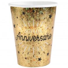 Paper Cups x 10 - Sparkling Birthday Gold