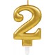 Miniature Gold Birthday Candle - Number 2