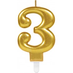 Gold Birthday Candle - Number 3