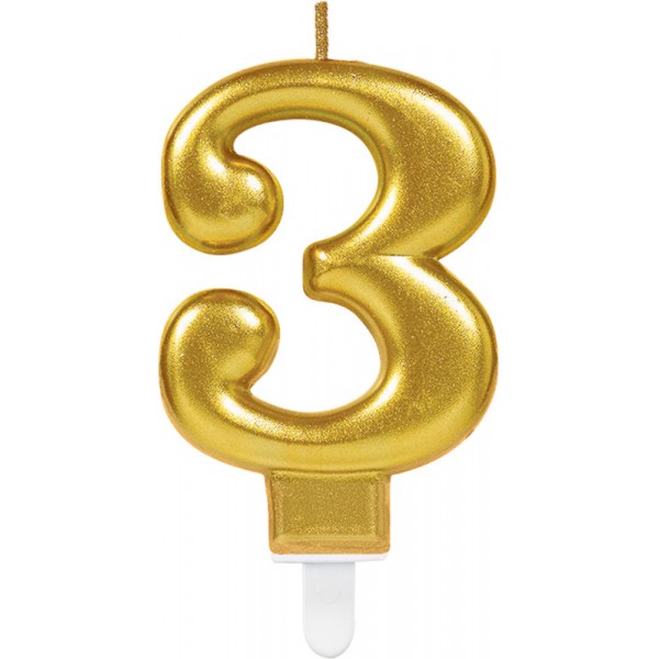 Gold Birthday Candle - Number 3 - 9901775