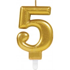 Gold Birthday Candle - Number 5