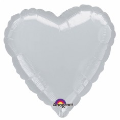 Silver Mylar Heart Balloon 43 cm