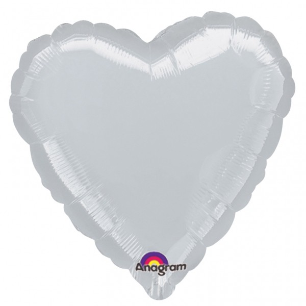 Silver Mylar Heart Balloon 43 cm - 1057601