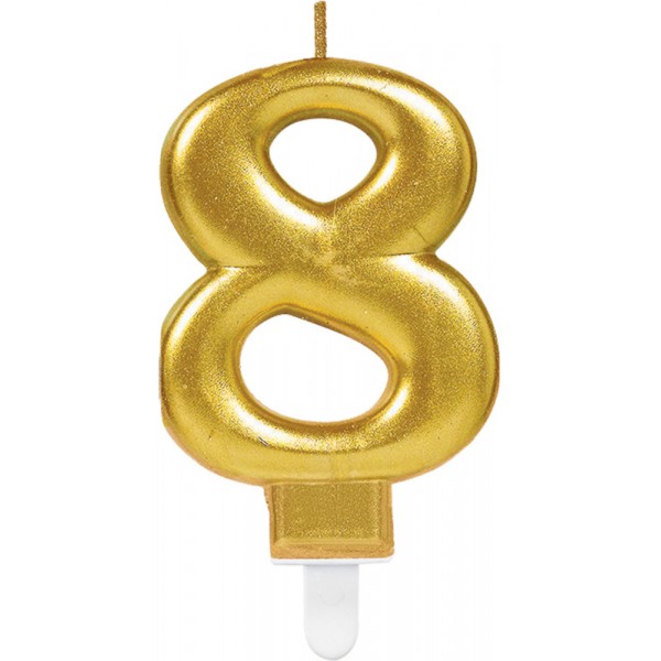 Gold Birthday Candle - Number 8 - 9901780