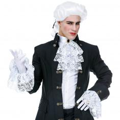 Jabot with jewel and white lace cuffs