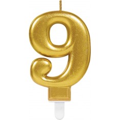 Gold Birthday Candle - Number 9