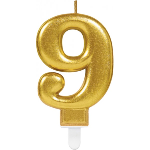 Gold Birthday Candle - Number 9 - 9901781