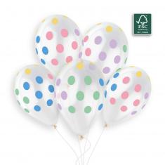  50 Multicolored Polka Dot Print Balloons - 33 Cm