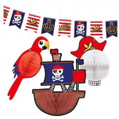 Decoration Set (1 garland and 3 honeycomb balls) - Pirates Map