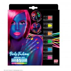 Set of 6 Neon Makeup Pencils - 21 ml