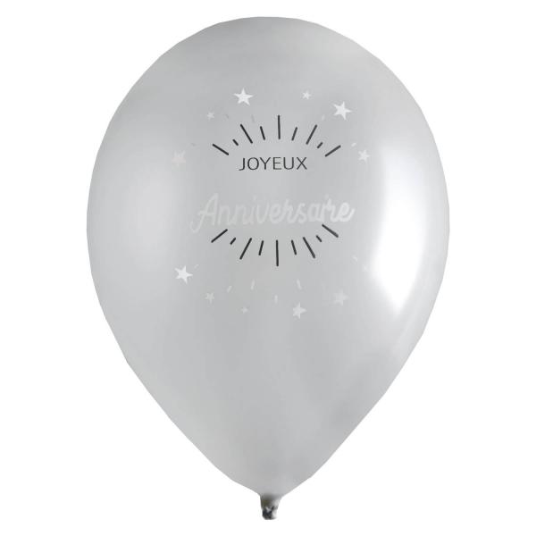 Latex balloon x 8 - Sparkling Birthday Silver - 7369-4