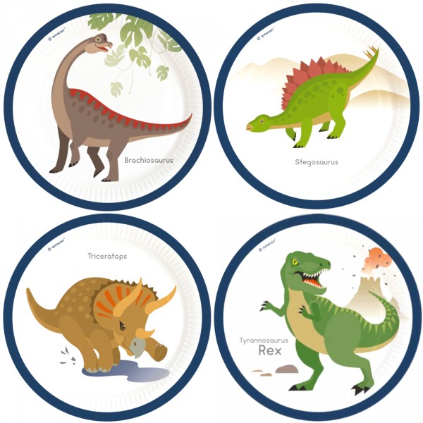 Happy Dinosaur Plates x8 - 9903969