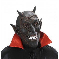 Black Smiling Devil Vinyl Mask - Adult