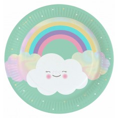 Rainbow & Cloud plates x8