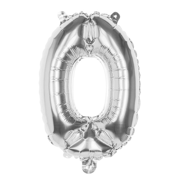 Aluminum balloon number 0 36 cm: Silver - 22010