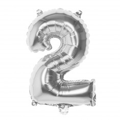 Aluminum balloon number 2 36 cm: Silver