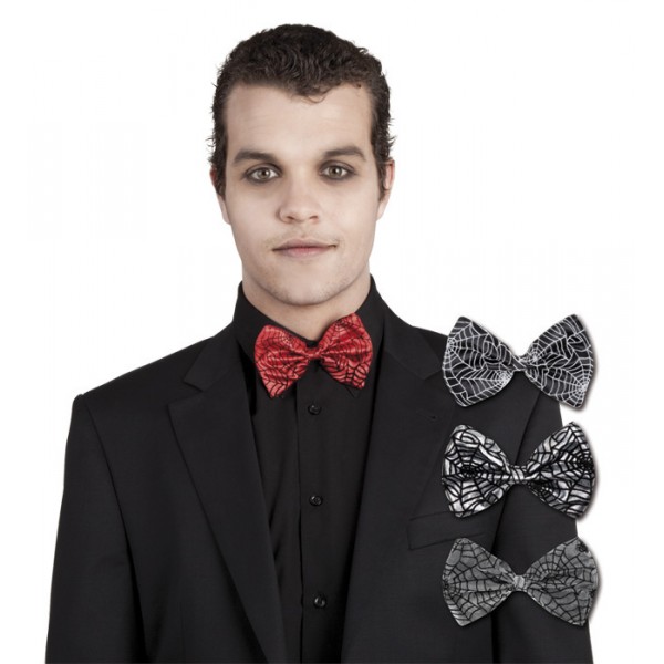 Spider Web Bow Tie - Silver Halloween accessory - parent-11552