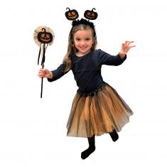 Pumpkin costume set: Tutu, headband, wand - Girl