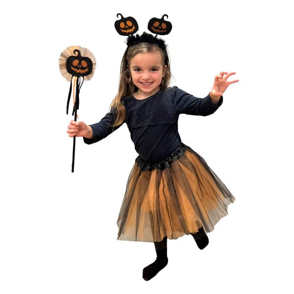 Pumpkin costume set: Tutu, headband, wand - Girl - 156643-Citrouille