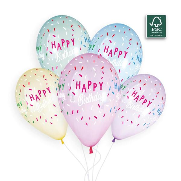 50 Happy Birthday Printed Balloons - 33 Cm - 940558GEM