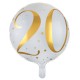 Miniature Aluminum Balloon 20 years Happy Birthday White and Gold